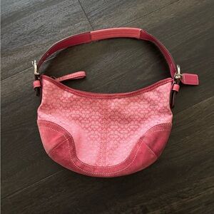 RARE Y2K 2003 Jacquard Pink Coach Hobo Shoulder Bag Purse With Silver Hardware